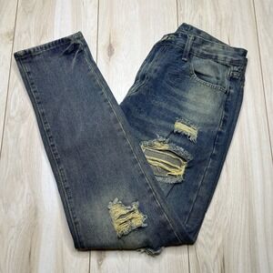 Unbranded Mens Denim Distressed Blue Wash Jeans Size 32x30 Ripped Cotton